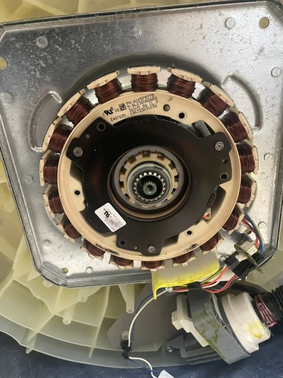 Washer drive motor, exposed, from a Tech Parker job